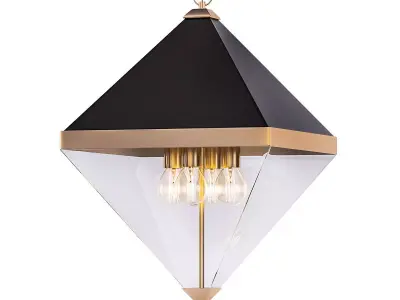 Coltrane gold pendant light with clear glass 3D model