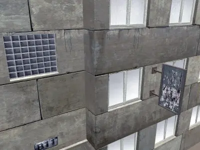 Old apartments exterior Low-poly 3D model