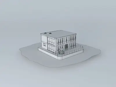 Houseboat orange building floating in water Free 3D model