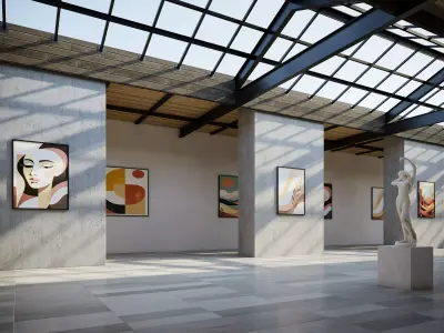 Interior art gallery 05 Low-poly 3D model