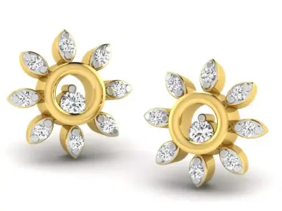 Gold Diamond Women Earring 3D print Model 3D print model 29