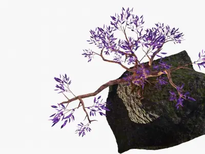 Fantasy tree with terrain Low-poly 3D model