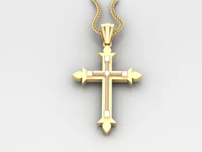High Cross Pendant Light Gold 18K 4CP074 3D print model