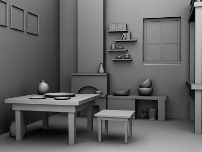 CARTOON ROOM Low-poly 3D model