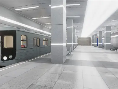 Subway Station 02 Low-poly 3D model