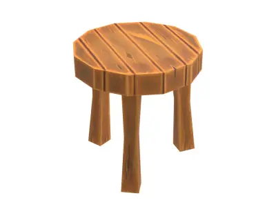 Hand Painted Wooden Stool Free low-poly 3D model