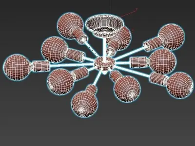 vitaluce-v4261-1-10pl nine light ceiling fixture with balls 3D model