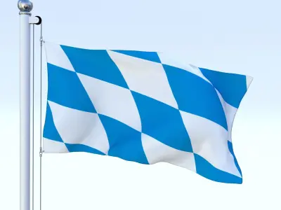 Animated Bavaria German State Flag Low-poly 3D model
