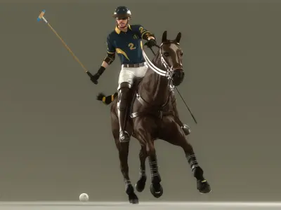  Male Polo Player Animated HQ Editorial License 
