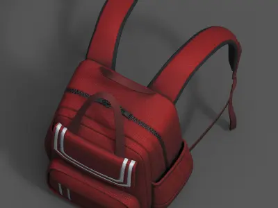 Backpack bag baggage pockets  Low-poly 3D model