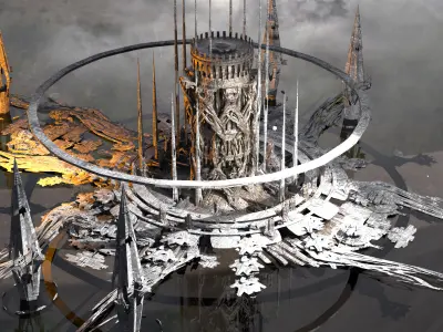 White Sci Fi Palace city Utopia  3D model