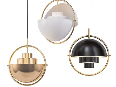 MULTI-LITE three circular pendant lights hanging 3D model