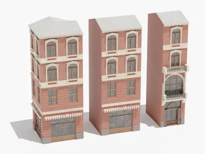 Building modular european old id 3 Low-poly 3D model