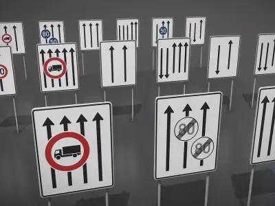 Verkehrszeichen-Fahrstreifentafeln road signs with arrows Low-poly 3D model