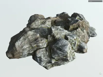 Low poly gray mossy big rock formular Low-poly 3D model