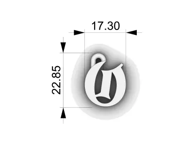 Gothic Letter O Pendant 3D print model