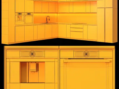 2 kitchen set Low-poly 3D model