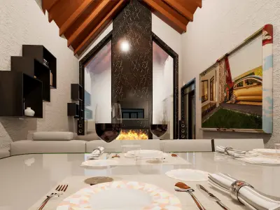 Bungalow Exterior And Interior 3D model