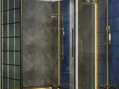 Corner Shower Cabins 10 Low-poly 3D model