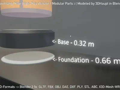 Classic Advertising Pillar High-Poly Version 3D model