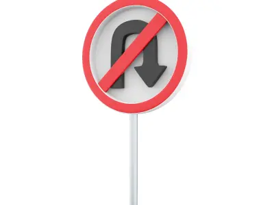 3d  Sticker No U-turn cartoon icon 3D model