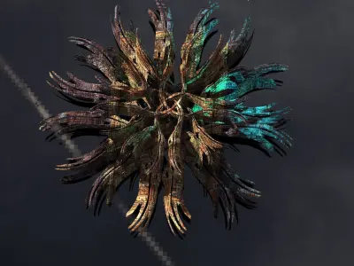 Sea Flower sci fi sculpture grid 2 Low-poly 3D model