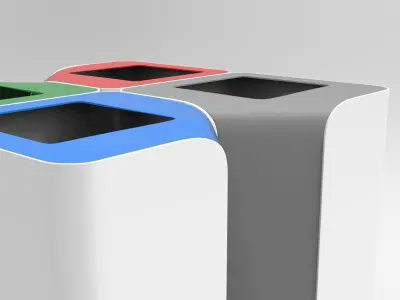 Modern Litter Bin Low-poly 3D model