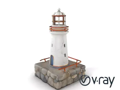 Cracked Lighthouse Coastal Storytelling model pack Low-poly 3D model