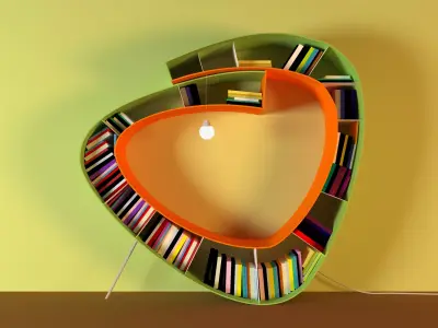 Creative book shelf with lamp Free 3D model