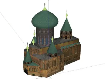 Architecture-Religion-God-Culture-Temple-019 church with two ... 3D model
