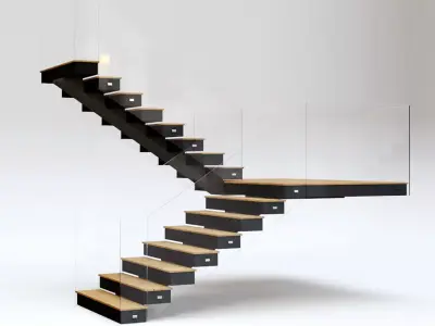 Stairs Set 01 - Wooden Stairs in diverse shapes Low-poly 3D model