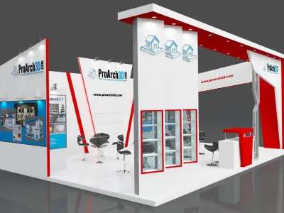 Exhibition stall 9 mtr x 6 mtr 3 sides open 3D model