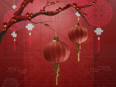 Chinese Lantern 3D Model 3D model