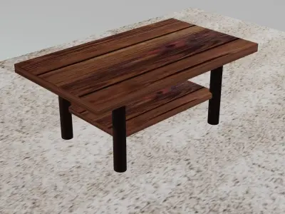 wooden table and carpet or rug 3D model