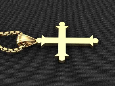 High Cross Pendant Light Gold 18K 3CP051 3D model