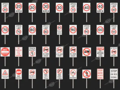 Traffic signs 2 Australia 3D model