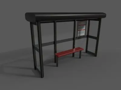 Bus stop Low-poly 3D model