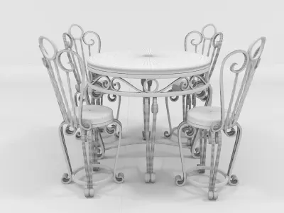 Forged table and chairs Low-poly 3D model