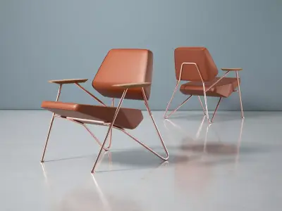 Polygon chair with legs and armrests 3D model