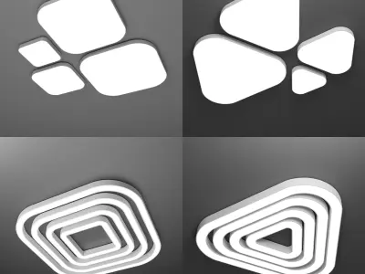 30 ceiling LED lights in various shapes - cable suspended 3D Model Pack