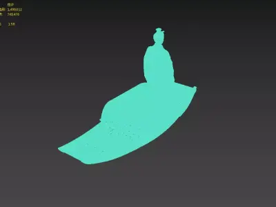 Chinese scene with light boat scholar 3D model