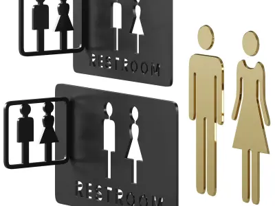 Restroom Directional Door Signs 2 3D model