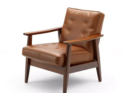 MidCentury Modern Leather Armchair Low-poly 3D model