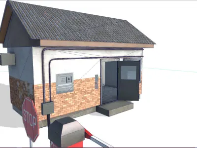 house Collection - PBR - low poly 3D model with sign 3D Model Pack