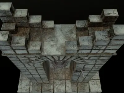 Stone bell tower low poly 3 texture options Low-poly 3D model