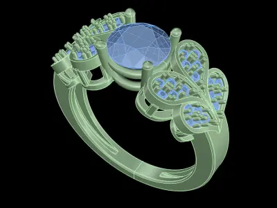 light weight  Yellow gold diamond rings-PR-464-DIA 3D print model