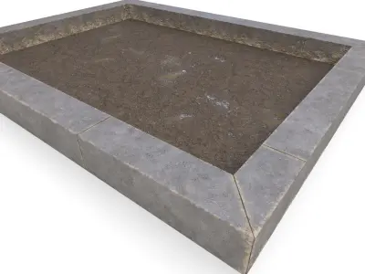 square garden in curb Low-poly 3D model