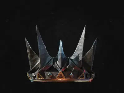 PBR material European iron crown middle mold three-level group 3D model