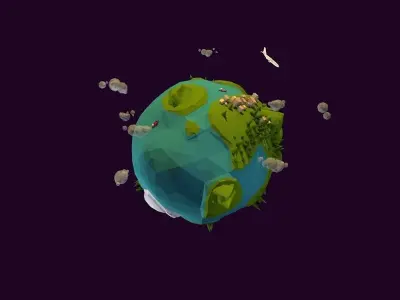 Low Poly Earth Game Ready UVW Low-poly 3D model