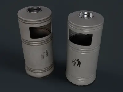 Street Trash Can 3 PBR Game Ready Low-poly 3D model
